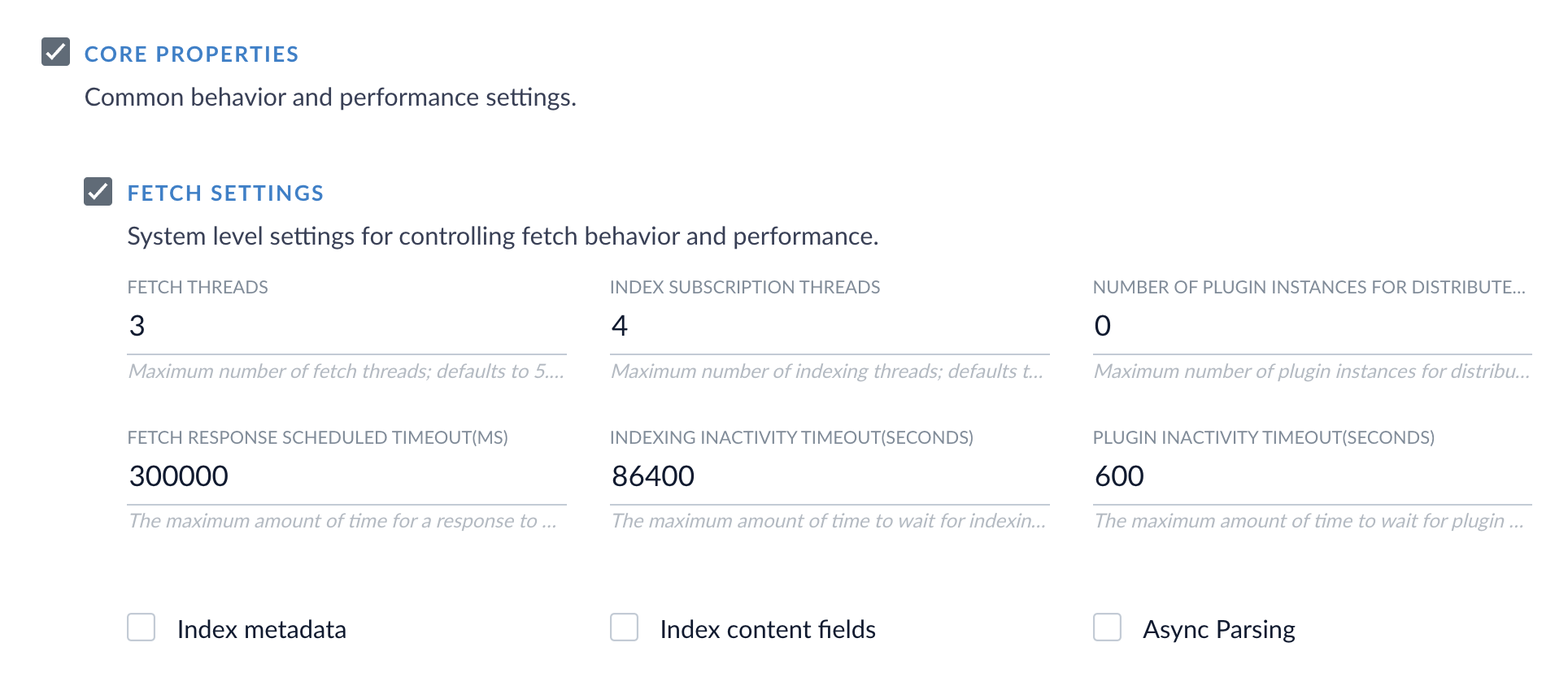 Fetch settings