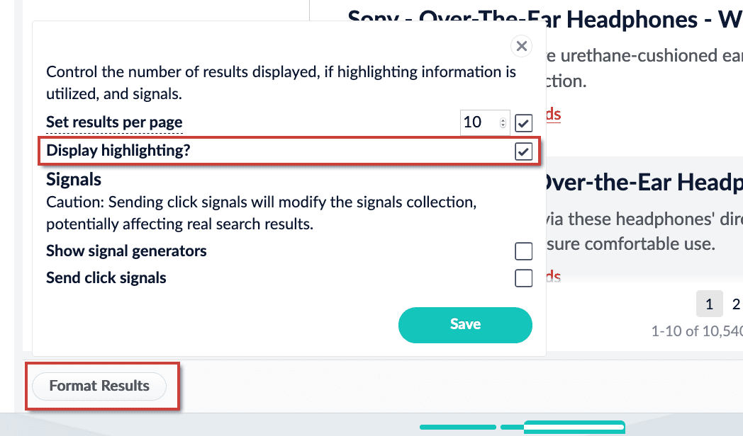 Display highlighting option