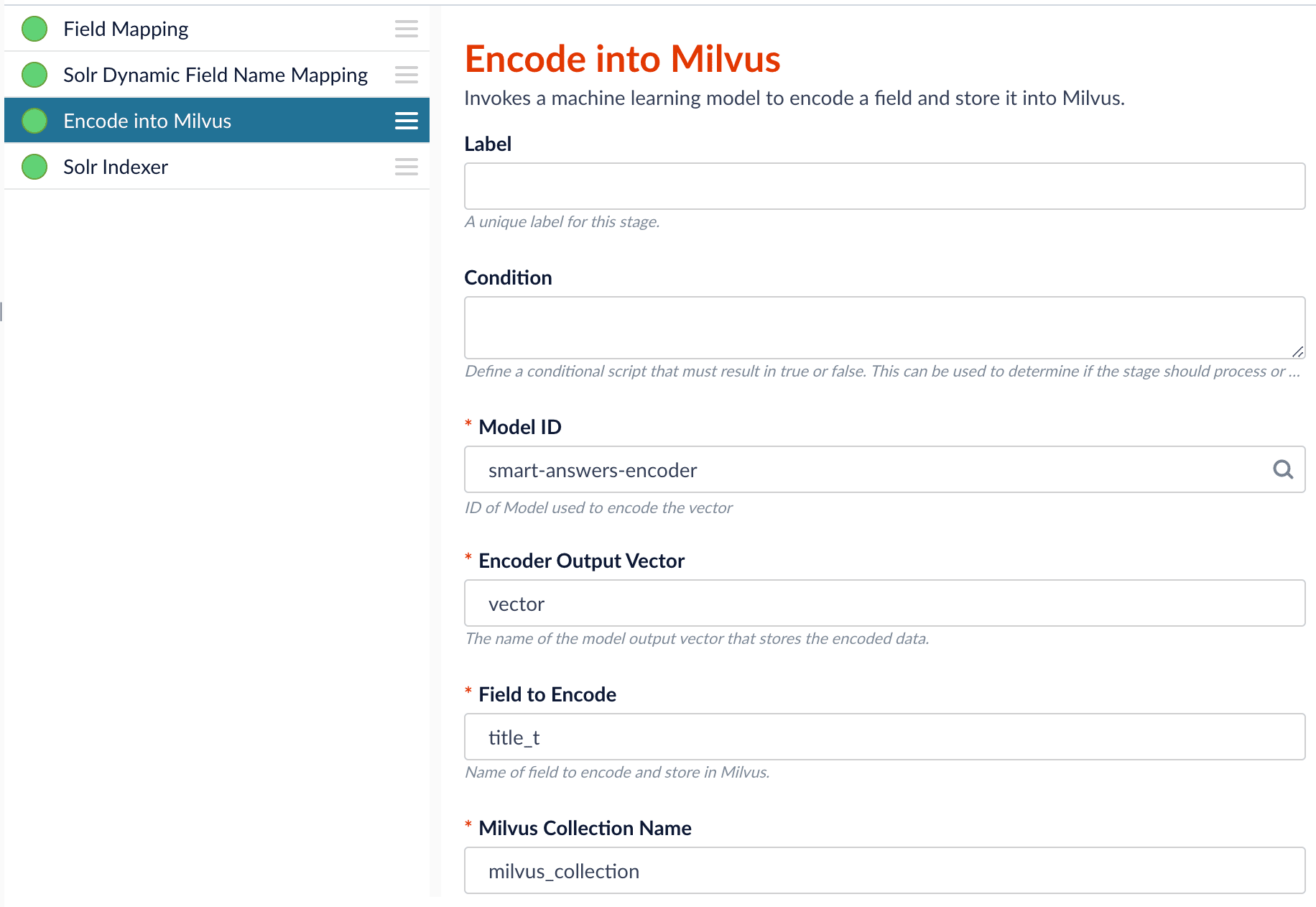 Encode Into Milvus index stage