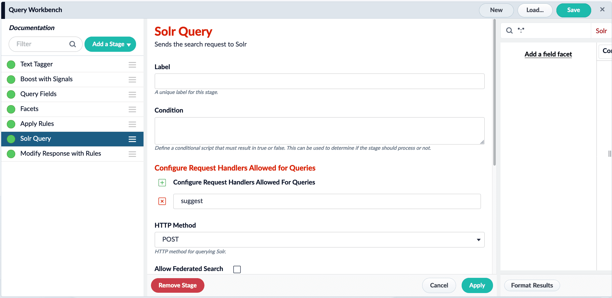 Solr Query stage request handlers