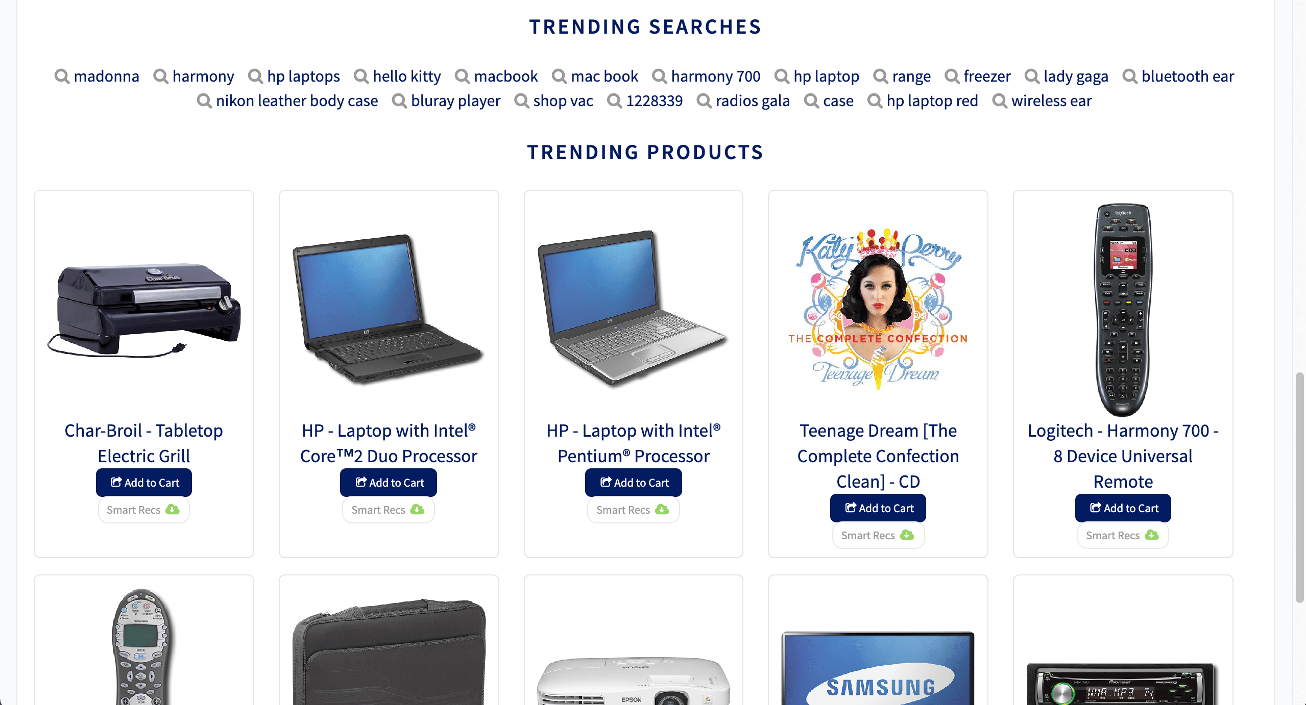 Trending queries and products