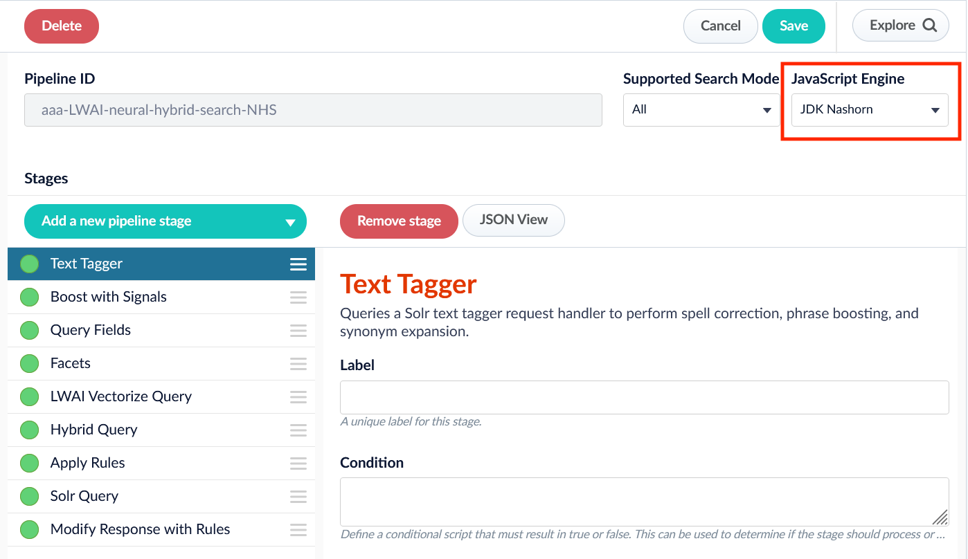 JavaScript engine selector