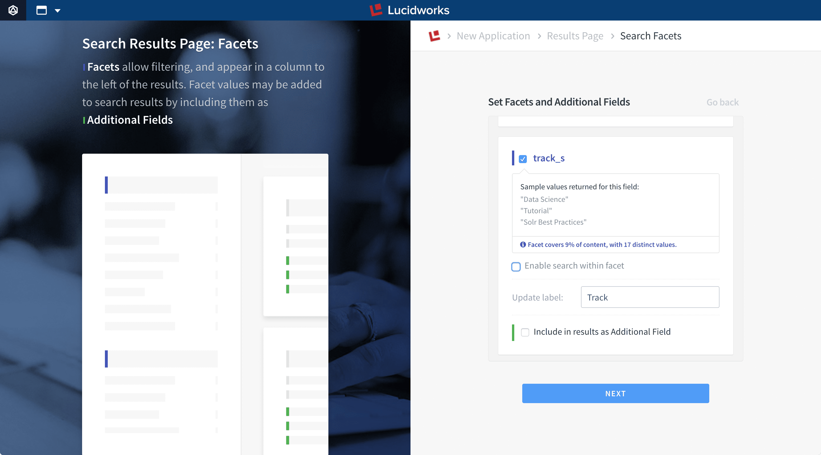 Set Facets and Additional Fields