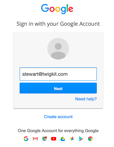 Google account login screen example