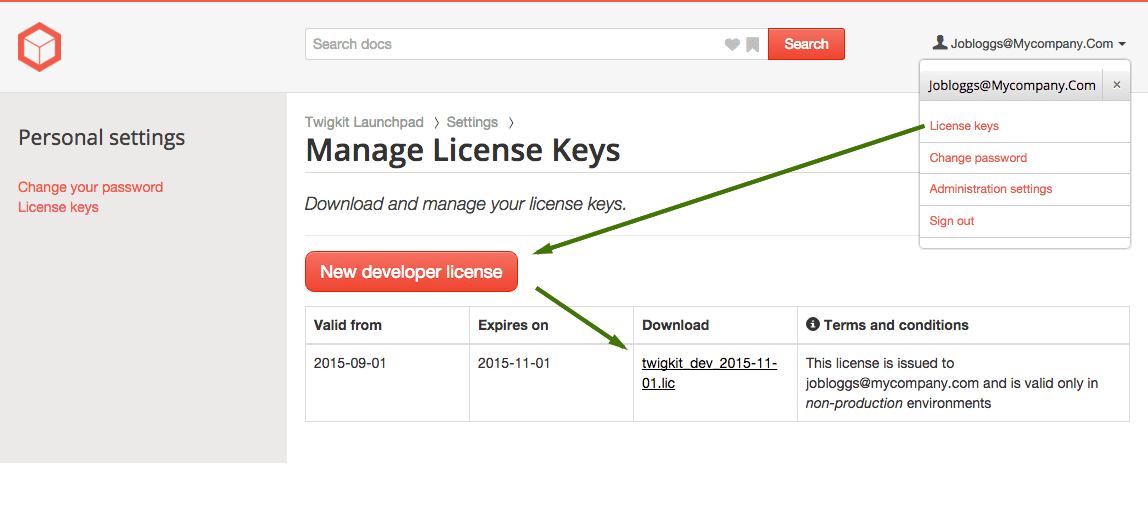 Manage licenses