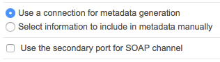 Selecting 'use a connection for metadata export'