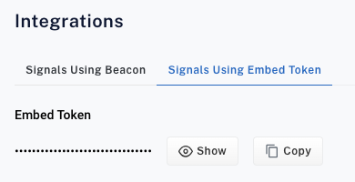 Embed token not displayed