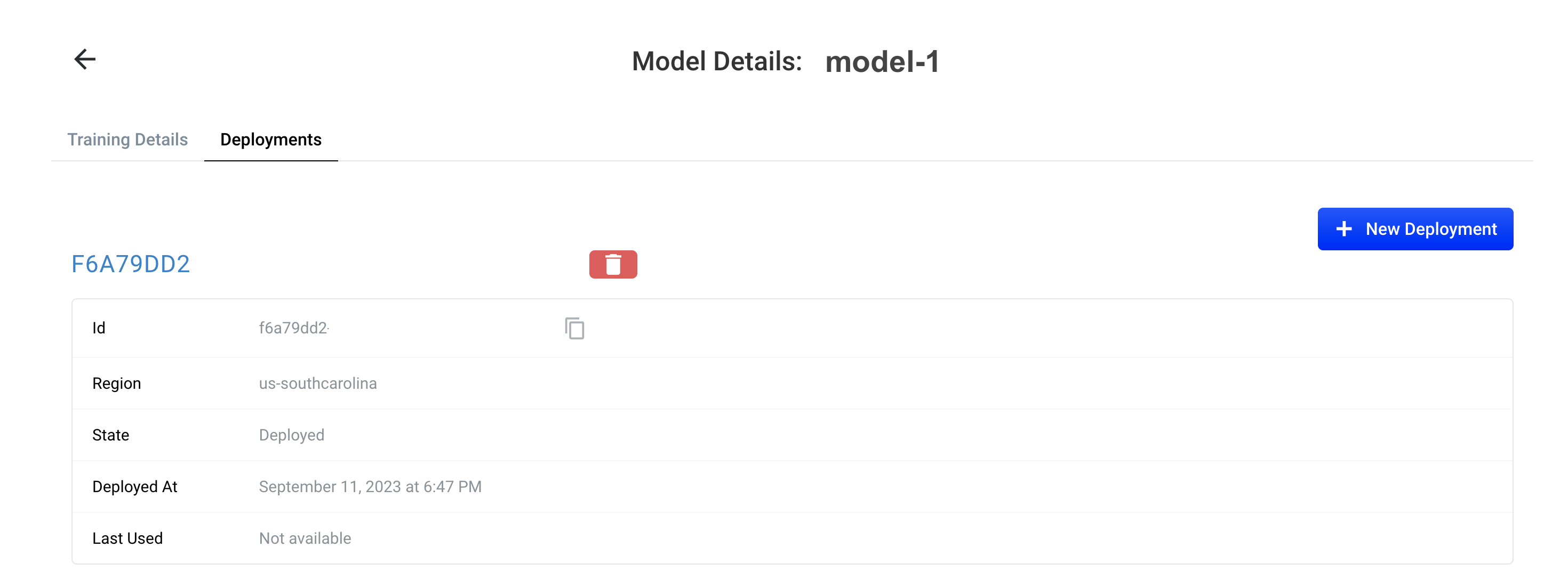 Lucidworks AI custom model deployments screen