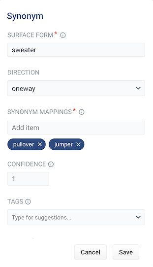 Create synonym query rewrite